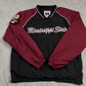 Mississippi State Bulldogs Windbreaker Pullover Jacket Mens Large L 58 Sports